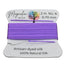 Spool of purple thread with a label on a dark textured background