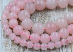 TWO STRANDS Rose Quartz 4mm, 6mm, 8mm, 10mm Pink Rose Quartz  -15 inch strand