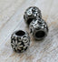 304 Stainless Steel Spacer Beads, Large Hole Beads, 1pc Flower Column, Antique Silver