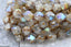 15pc 10x8mm Faceted Bicone White with Picasso, Mercury and AB Finishes Czech Glass Beads
