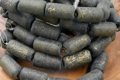 14x7mm Large Hole Tube Mystical Etched Finish Czech Beads 10pc