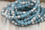 Czech Beads 6mm Round Druk Sky Blue with Etched and Silver Finishes,60pc