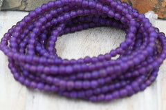 Czech 4mm Round Druk Purple 50pc with a Purple Wash and Etched Finish