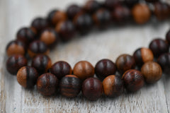 Natural Wood Beads Strands, Round, Saddle Brown, 8mm
