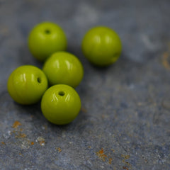 Czech 6mm Round Opaque Peridot Green, 50pc