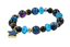 Galaxy Tiger's Eye Purple Blue Star Druzy Stretch Charm Bracelet