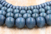 Forrest Dark Gray Blue — Artisan Wood Beads in Forest-Toned Blue Grey 6mm-12mm