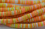 Flat Round Handmade Polymer Clay Bead Spacers Bright Yellow Orange Melon, 6x1mm