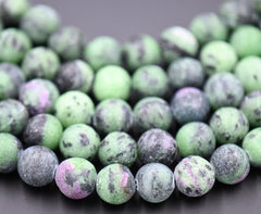 Matte Ruby in Zoisite 6mm 8mm 10mm, Full Strand