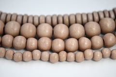 Caramel Cream Brown Wood Round 6mm 8mm 10mm 12mm, 8x5mm Rondelle Light Brown Wood Beads -16 inch strand