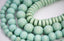 TWO STRANDS Seafoam Green Wood 6mm, 8mm, 10mm, 12mm Round 8x5mm Rondelle Bicone Beads