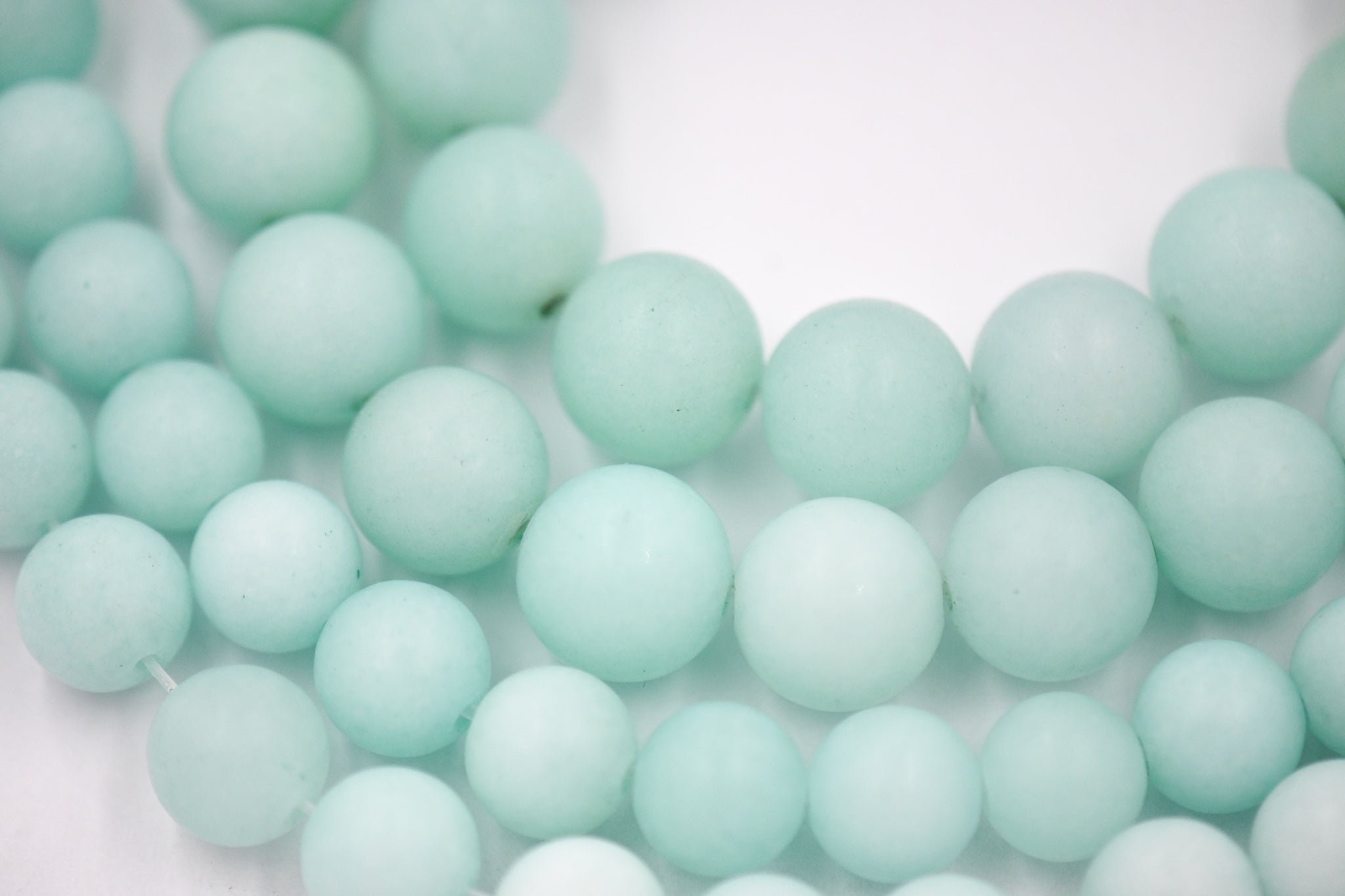 MATTE Light Amazonite Jade 4mm, 6mm, 8mm, 10mm, 12mm frosted Round Beads -15 inch strand