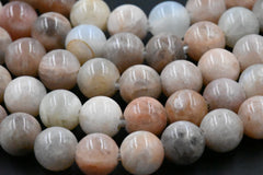 Large Hole Sunstone  6mm, 8mm, 10mm Round Beads -Full Strand