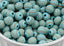 Blue Wood Beads Engraved, Patterned 10mm Wood Beads 10pc