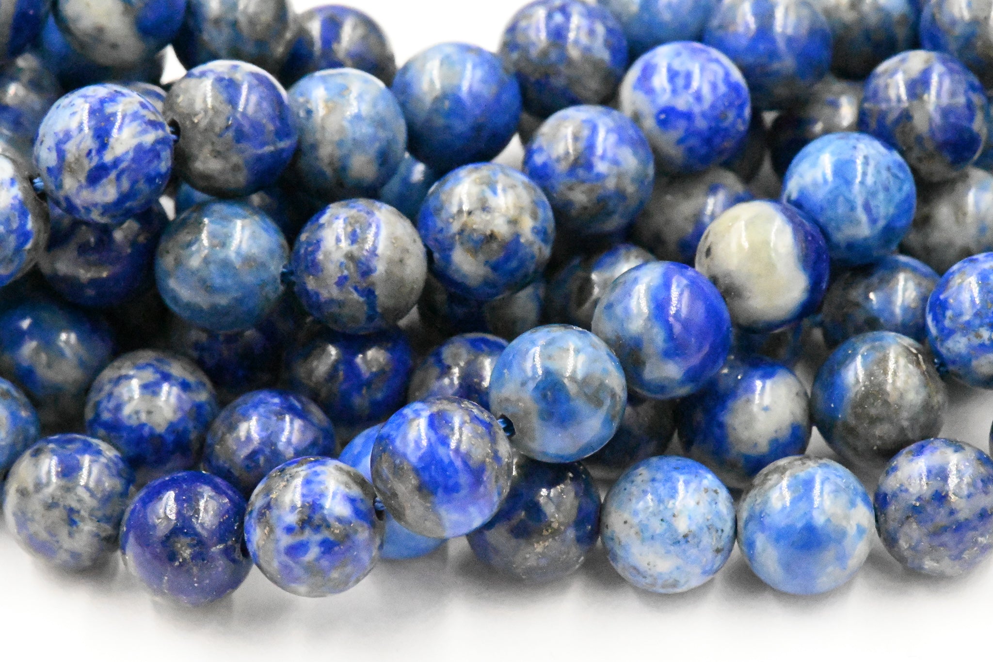 Natural Lapis Lazuli, 4mm, 6mm, 8mm, 10mm Blue Round Beads -15 inch strand