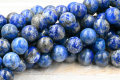 Natural Lapis Lazuli, 4mm, 6mm, 8mm, 10mm Blue Round Beads -15 inch strand