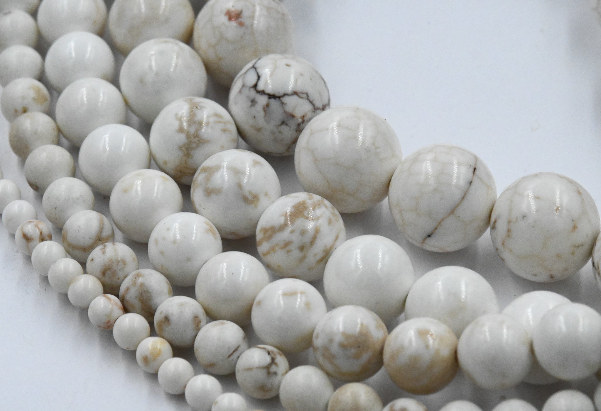 natural Marble Beads, round, white, approx 6mm dia (GB13812-6MM) 