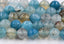 8mm Dragon Veins Agate FACETED Round Beads in Teal Blue -15 inch strand