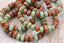 3x5mm Rondelle Picasso Terra cotta Brown and Sage Green