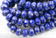 Galaxy Blue Rondelle Light Gold Finish Czech Rondelle 25pc 6x8mm Faceted