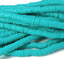 Flat Round Handmade Polymer Clay Bead Spacers, Green Turquoise, 6x1mm