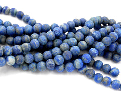 8mm Frosted Lapis Lazuli Round Beads  -15 inch strand