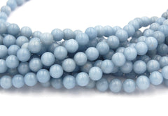 Angelite in glacier-blue 4mm, 6mm, 8mm, 10mm, 12mm round beads -15.5 inch strand