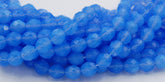 8mm Milky Sapphire Blue Czech Glass Faceted Bead -25 czech beads