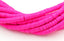 Flat Round Handmade Polymer Clay Bead Spacers, Bright Pink, 6x1mm