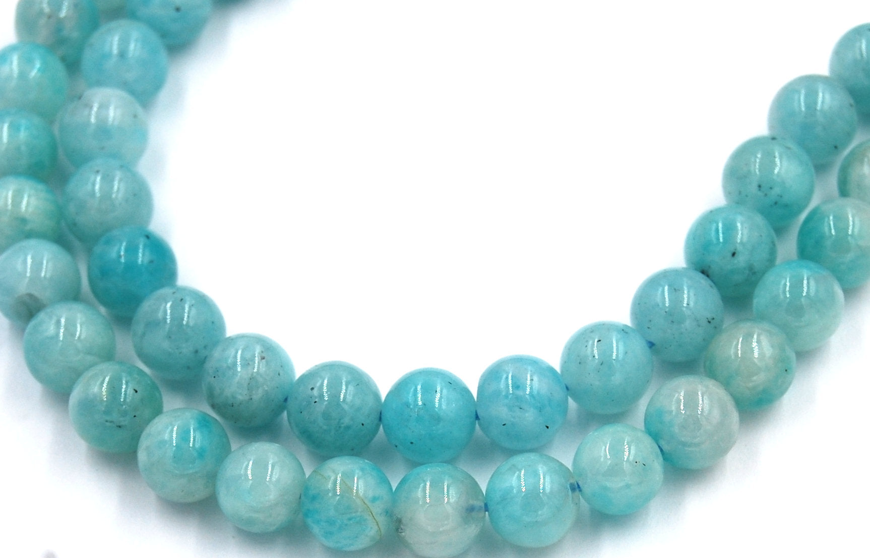 8mm Brazil Amazonite Round Beads in Ocean Blue-Green -15.75 inch strand