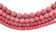 Red Magnesite Frosted, 4mm, 6mm, 8mm, 10mm, 12mm Matte Magnesite Round Beads in Opaque Finish -15.5 inch strand