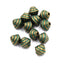 Antique Bronze/Green, 8mm bicone. Sold per pkg of 25