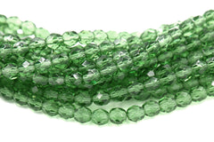 Prairie Green Czech Faceted Glass Bead 6mm Round - 25 Pc