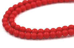 Czech Beads 6mm Fire Polished Glass Round in Opaque Red- 50 Pieces