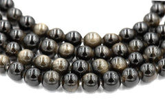 Large Hole Golden Obsidian (natural) 6mm,8mm,10mm round-full strand