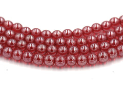 Czech Glass 6mm Siam Ruby Red Luster Round smooth Druk Beads -50