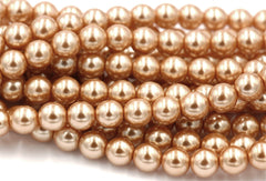 Czech Glass Pearl Coated Golden Champagne Beads 4mm, 6mm, 8mm
