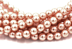 Czech Glass Pearl Coated Shell Pink Beads 4mm, 6mm, 8mm