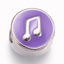 304 Stainless Steel European Beads, with Enamel, 11mm Large Hole Beads, Flat Round with Musical Note, Purple -1pc
