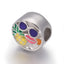 304 Stainless Steel European Beads, Enamel, Large Hole Beads, Flat Round with Glasses & Drink Pineapple -1pc