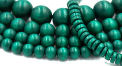 Christmas Green Beads 8mm 10mm Green Wood beads -16 inch strand