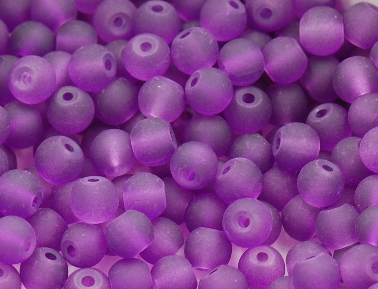Purple 6mm Frosted Matte Glass Round Druk Beads - 100 beads – Magnolia Bead  Company