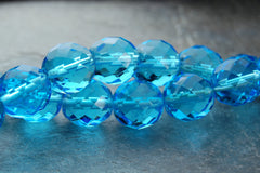 Turquoise Blue 8mm Faceted Czech Glass Beads   -16 inch strand
