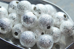 Silver Stardust covered Brass 8mm Beads- 25