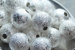 Silver Stardust covered Brass 8mm Beads- 25