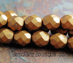 Metallic Goldenrod Czech Glass Matte 8mm Beads -25pc
