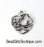 TierraCast Antique Silver Floral Heart Charm -1