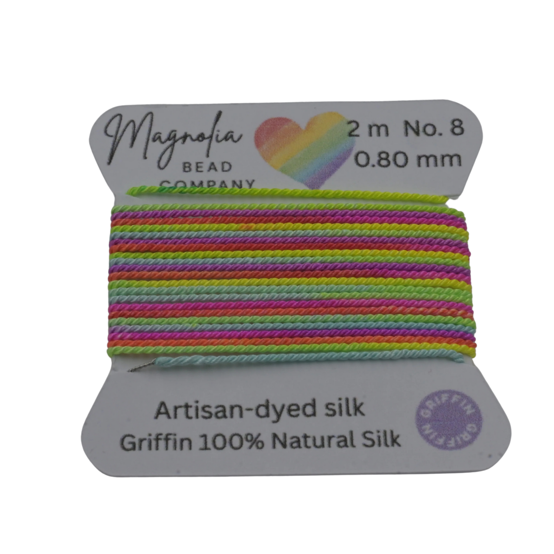 Neon Rainbow Griffin Silk Cord – Hand-Dyed Thread for Knotting, Jewelry Making, Pendant Stringing