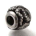 304 Stainless Steel European Beads, Large Hole Beads, Rondelle with Snake, Antique Silver, 9.5x9.5mm