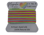 Neon Rainbow Griffin Silk Cord – Hand-Dyed Thread for Knotting, Jewelry Making, Pendant Stringing